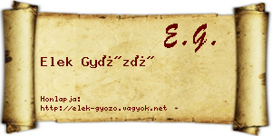 Elek Győző névjegykártya